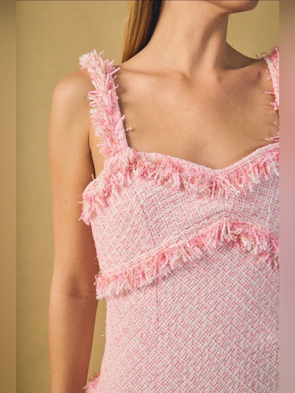 Tweed and Sheer Overlay Maxi Dress NWT - Picture 3 of 4